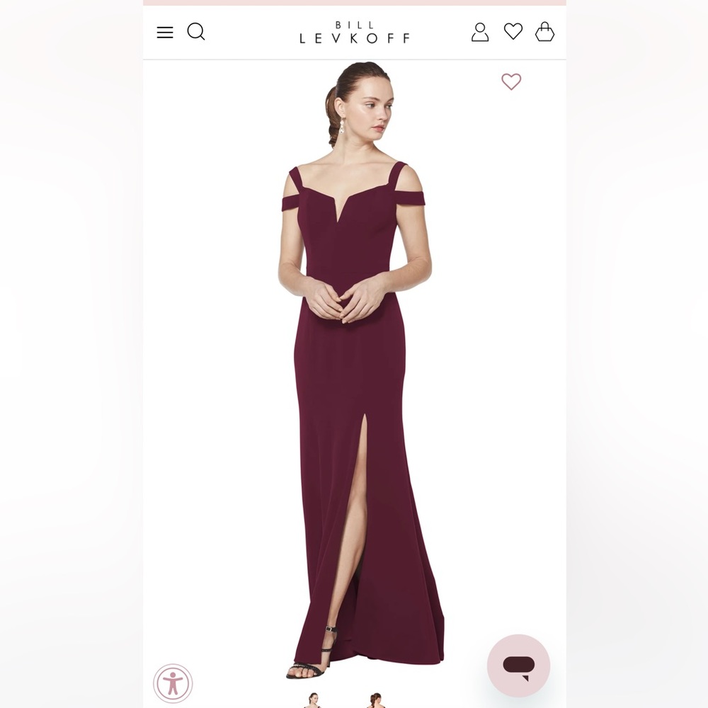 Amaya Stretch Crepe Off-Shoulder A-Line Princess Dress Wine Bill Levkoff new